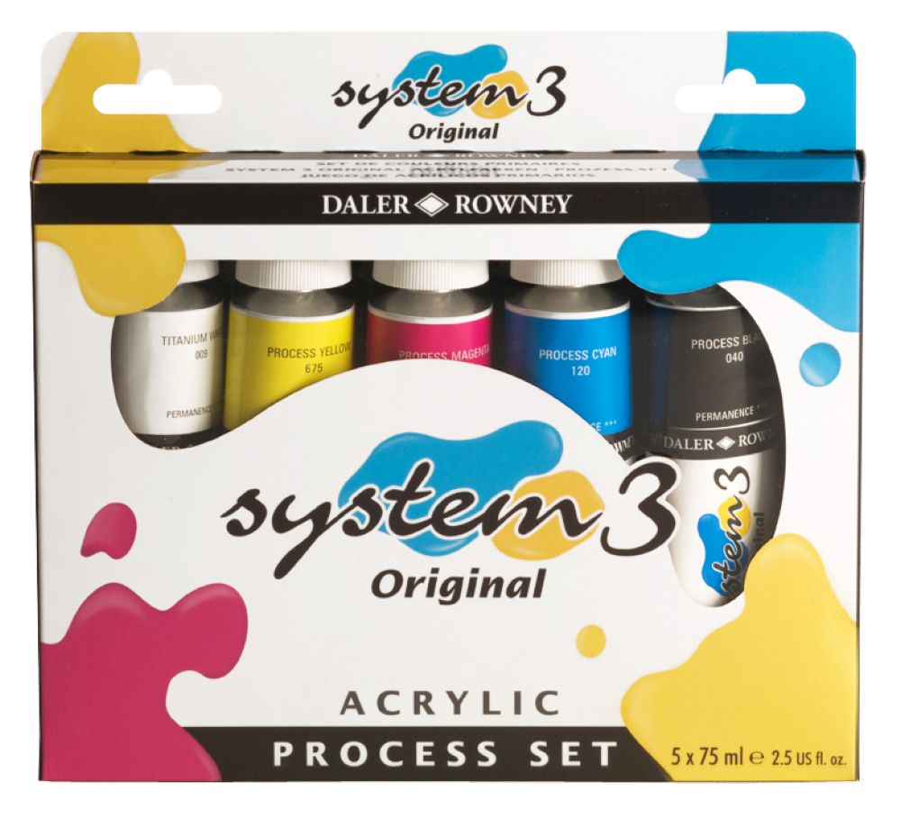 System 3 Original Acrylfarbe 75ml Tuben 5 Grundfarben