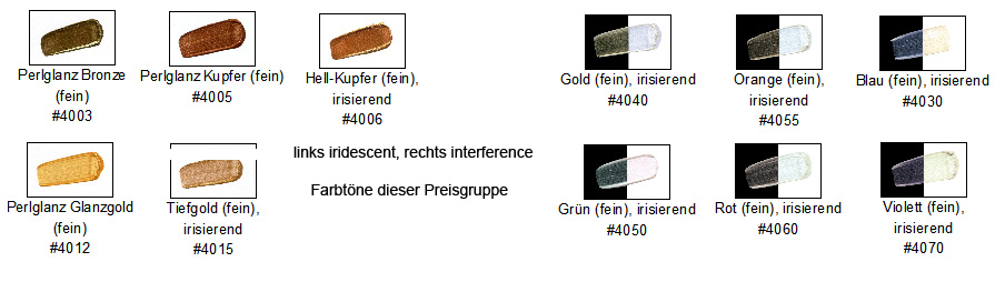 Golden Heavy Body Iridescent und Interferenz Farbkarte PG 7