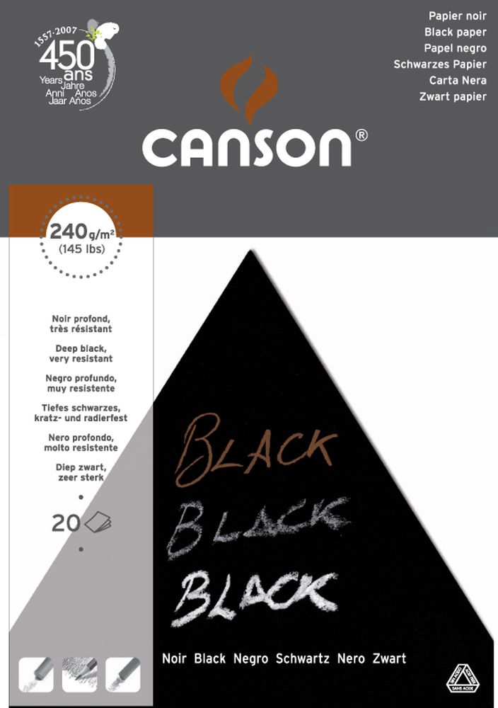 Canson Black Pop Color Block 20 Blatt A3 240g/m²