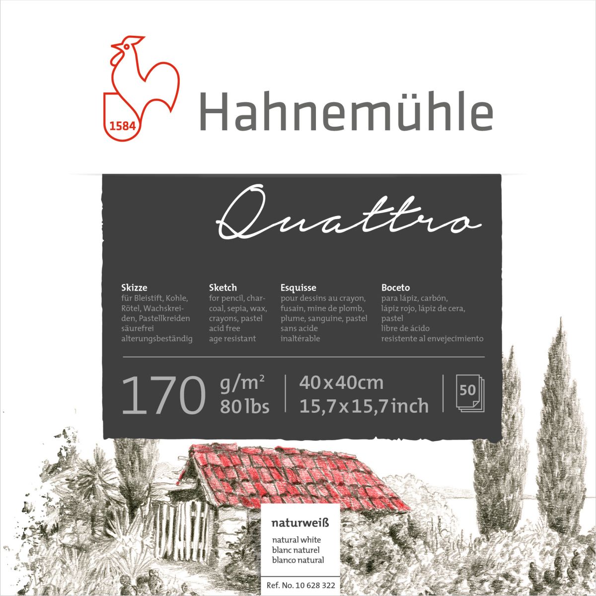 HM Skizzenblock Quattro 170g/m² 40x40cm 50 Blatt