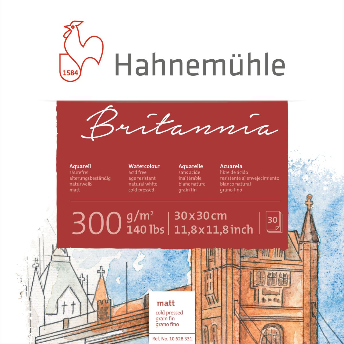 HM Aquarellblock Quattro 300g/m² matt 30x30cm 30 Blatt