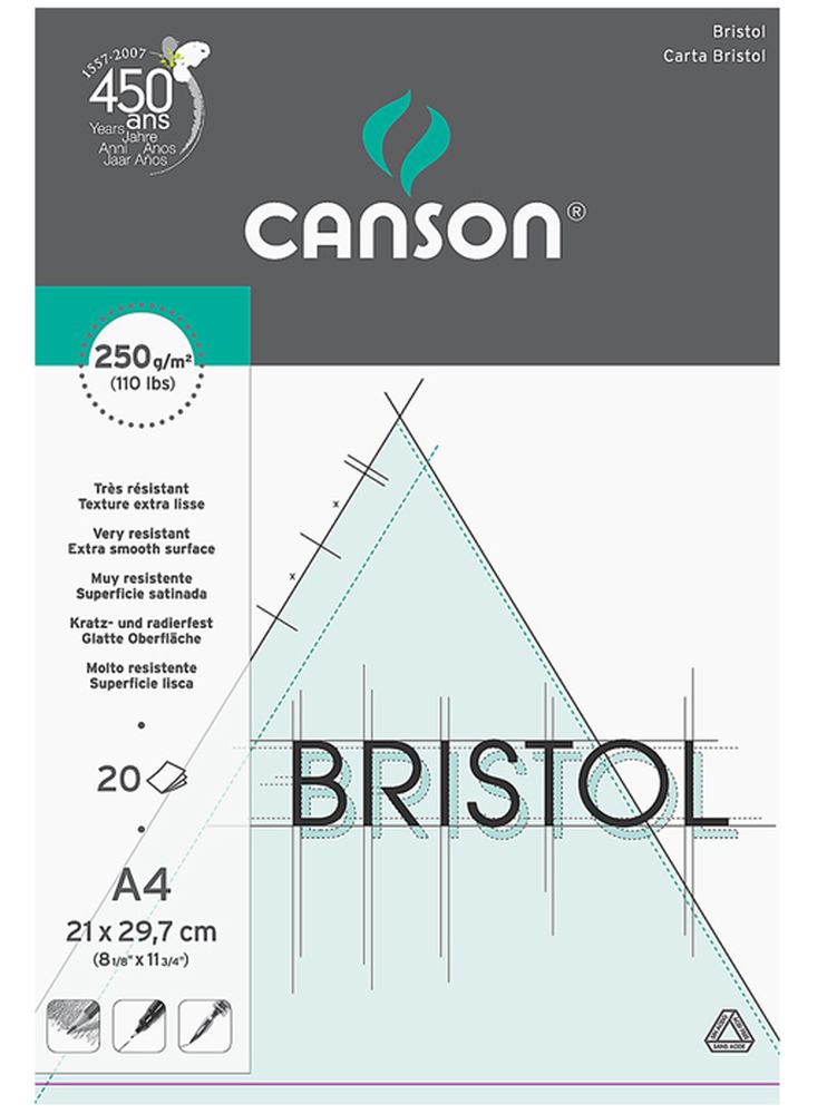 Bristolpapier Block A4 20 Blatt 250g/m²