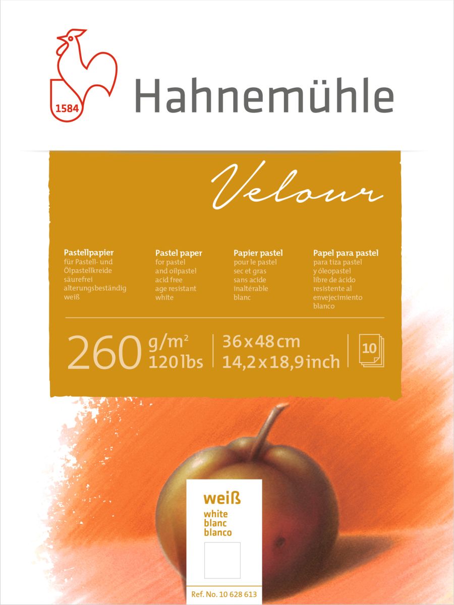 Pastell Velourspapier Block 260g/m² 36x48cm 10 Blatt weiß