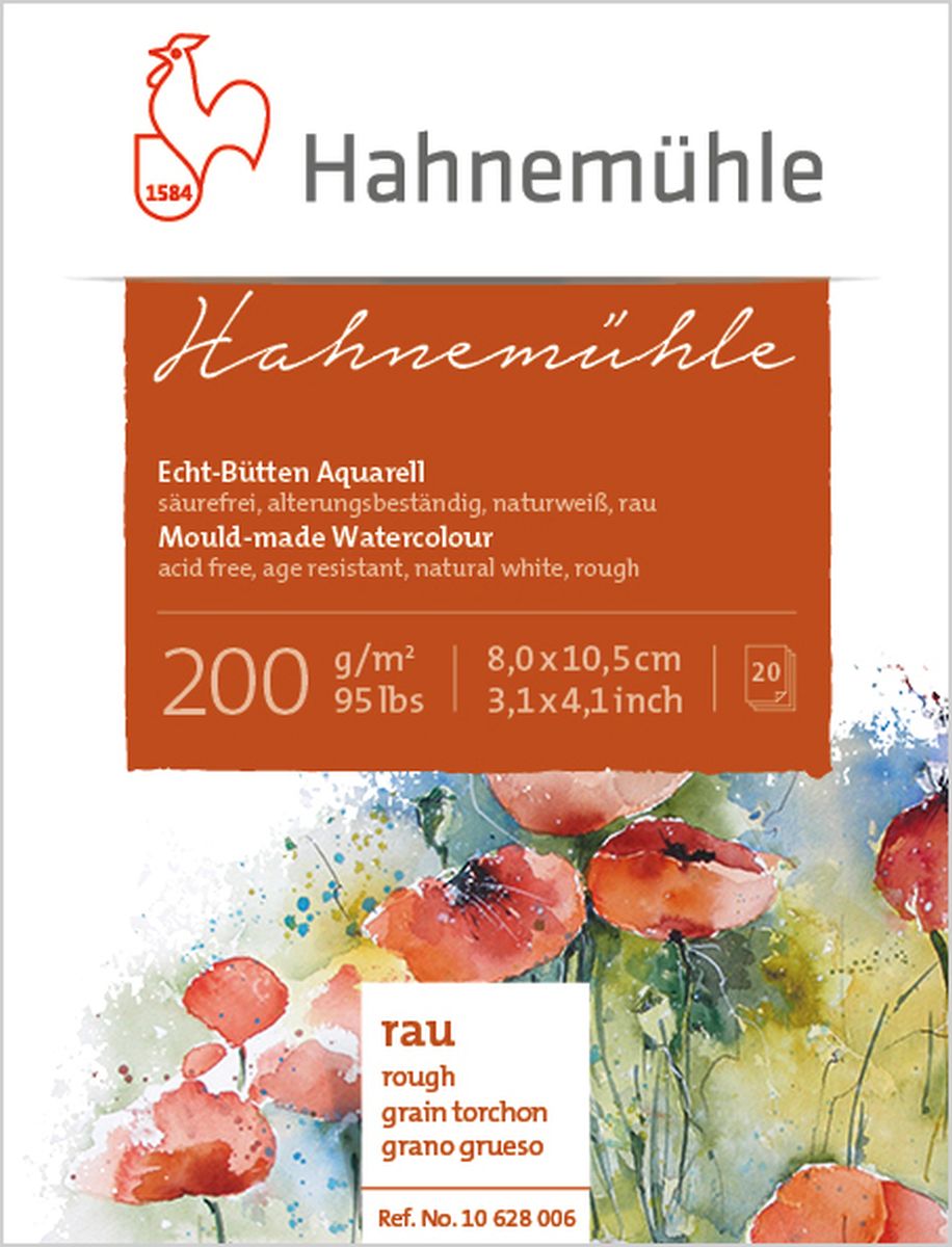 HM Aquarell-Büttenblock rau 200g/m² 8 x 10,5cm 20 Blatt
