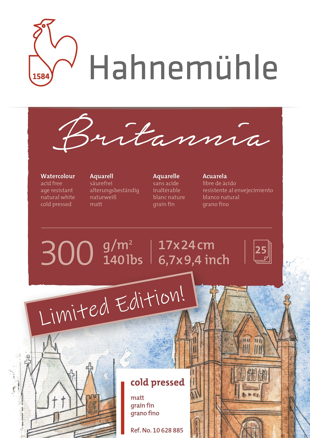 HM Aquarell-Block Britannia 300g/m² matt 17x24cm 12 Blatt