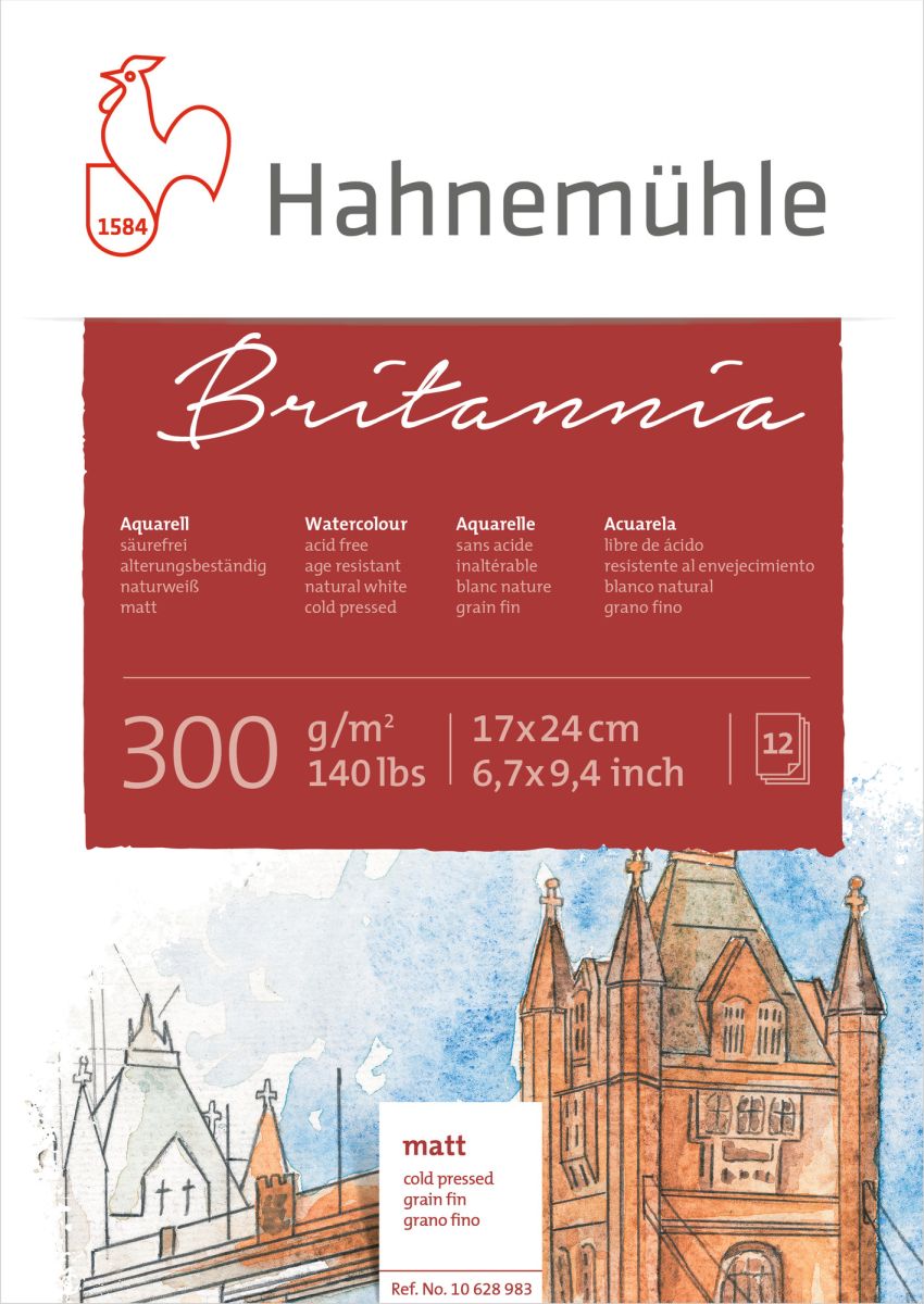 HM Aquarell-Block Britannia 300g/m² matt 17x24cm 12 Blatt